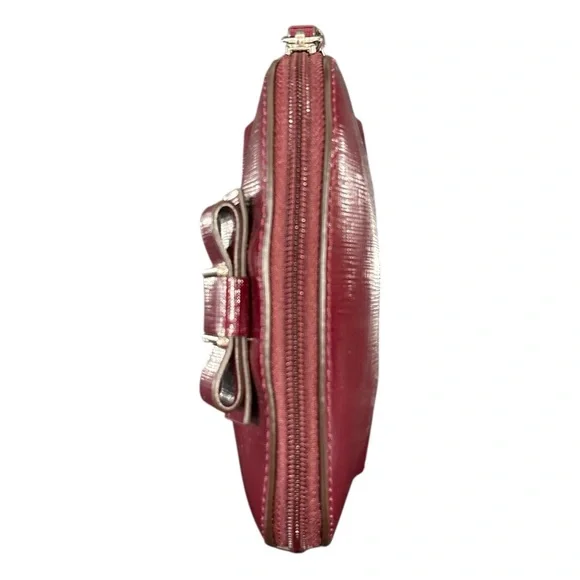 Coach Darcy Small Leather Cosmetic Zippered Bag Burgundy w/ Bow NWOT - Picture 8 of 8